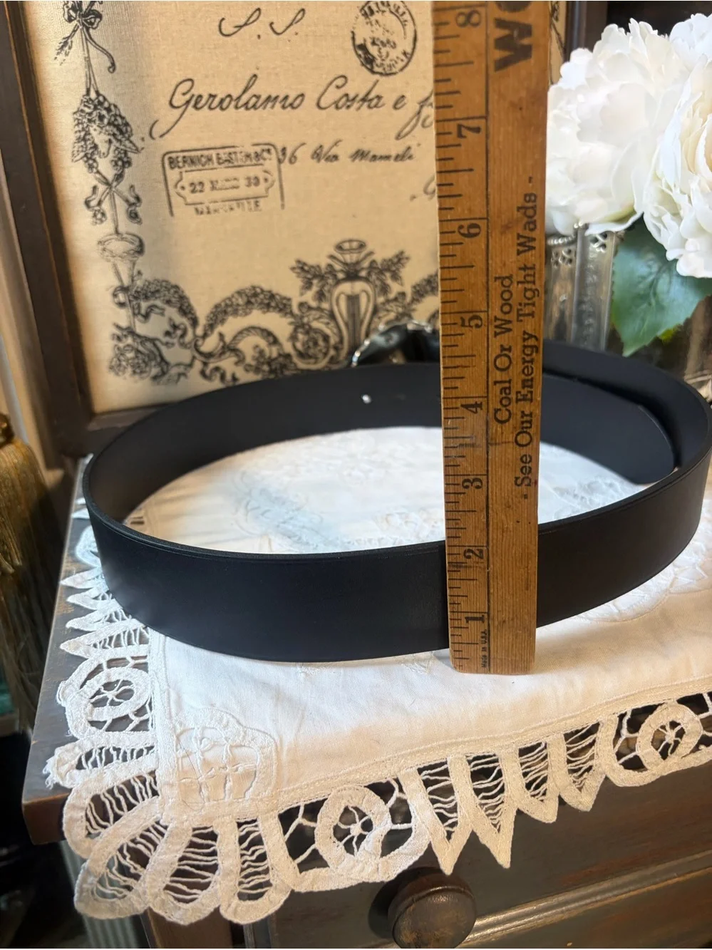 Ralph Lauren black leather silver logo buckle M